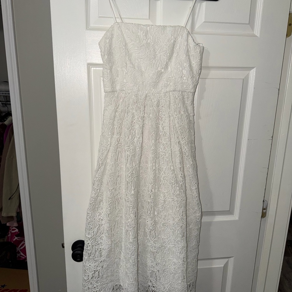 Astr Strapless White Floral Dress